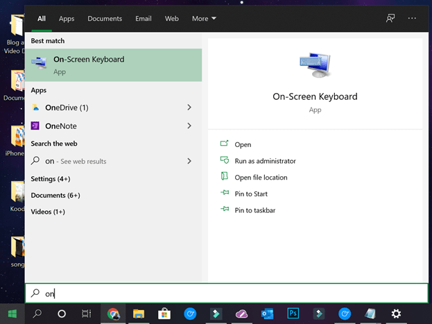 Enable On-Screen Keyboard on Windows 10