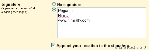 Append Location to Signature