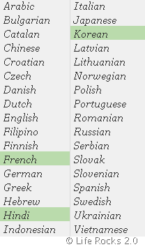Languages in Nice Translator
