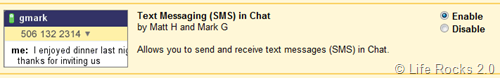 Gmail Chat SMS