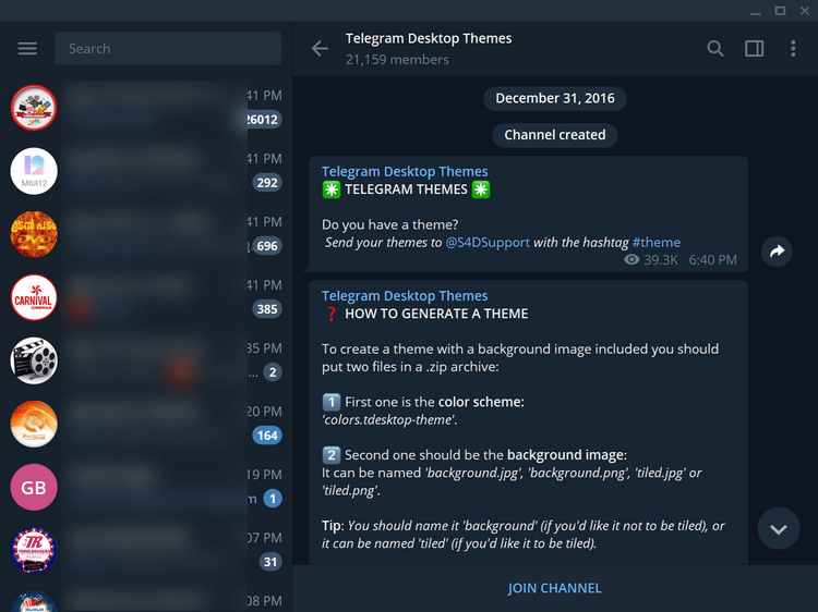 Install Themes on Telegram Desktop