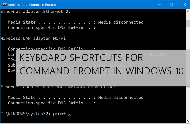 keyboard shortcuts for command prompt