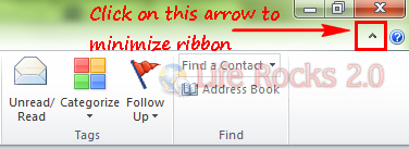 minimize ribbon in outlook