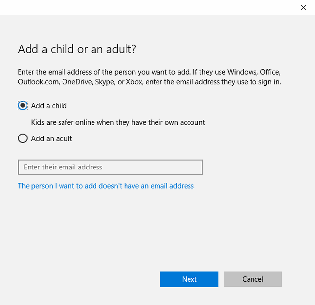 Kids Account on Windows 10