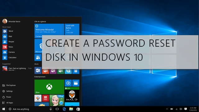 password reset disk windows 10