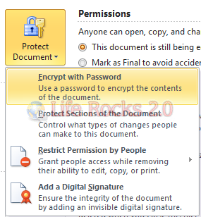 Protect document with password