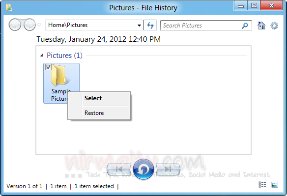 restore using File History