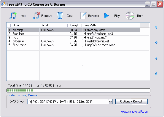 Free MP3 to CD Converter and Burner