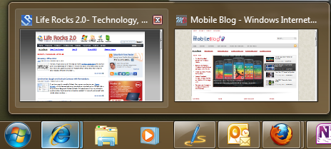 taskbar thumbnails IE