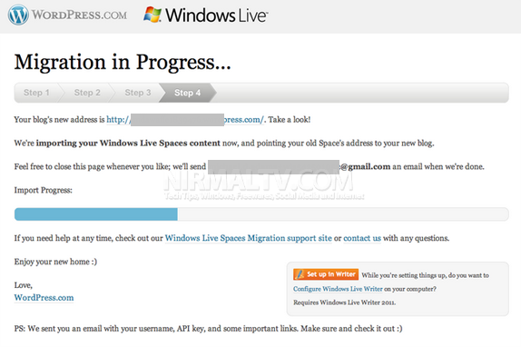 upgrade Live spaces to WordPress (5)