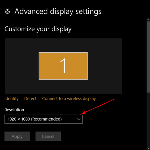 windows 10 screen resolution