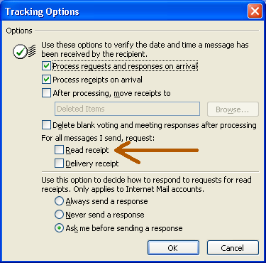 outlook read receipt option