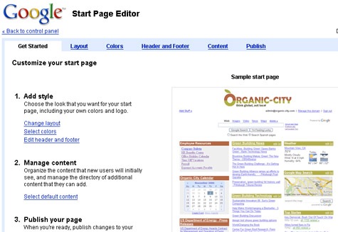 Google Custom Start Page