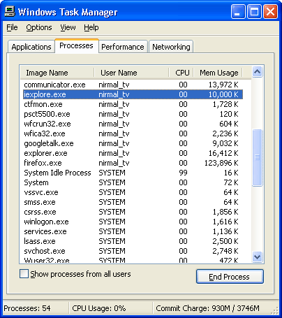 process explorer revert to task manager